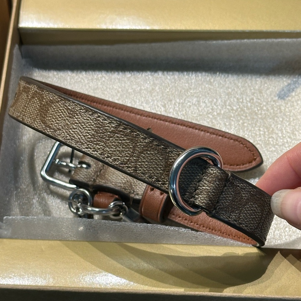 COACH Brown Tan Khaki Saddle Signature Dog Pet Collar New I have two - Picture 5 of 9